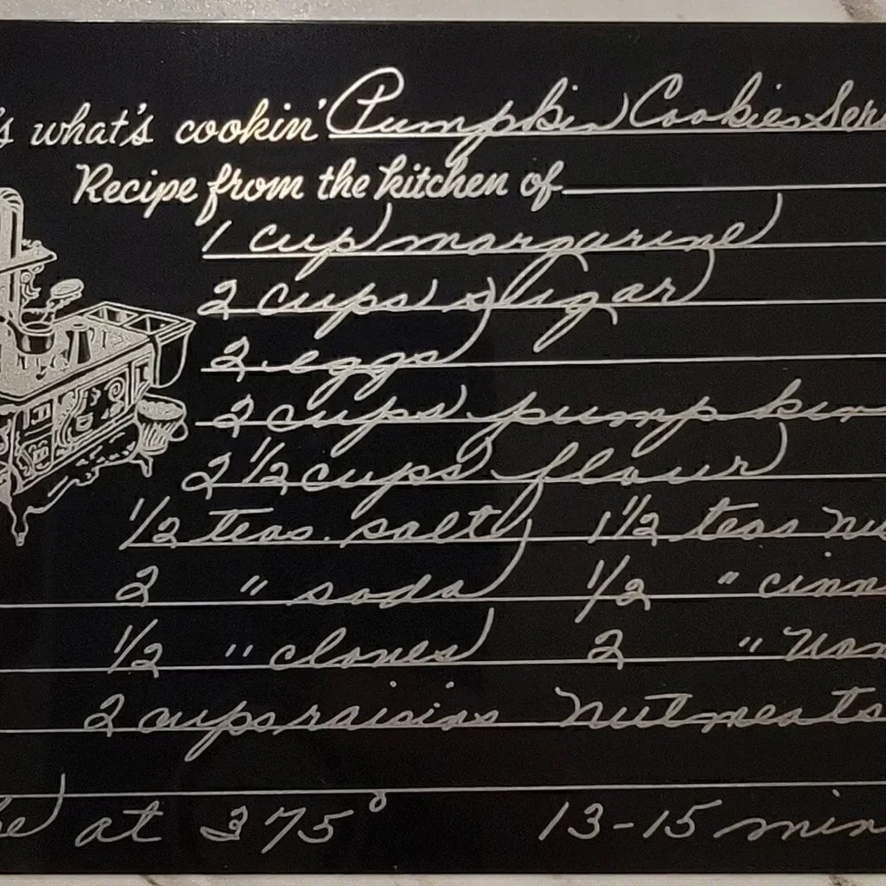 Engraved Handwritten Recipe Metal Card - Personalized Grandma's Recipe Card